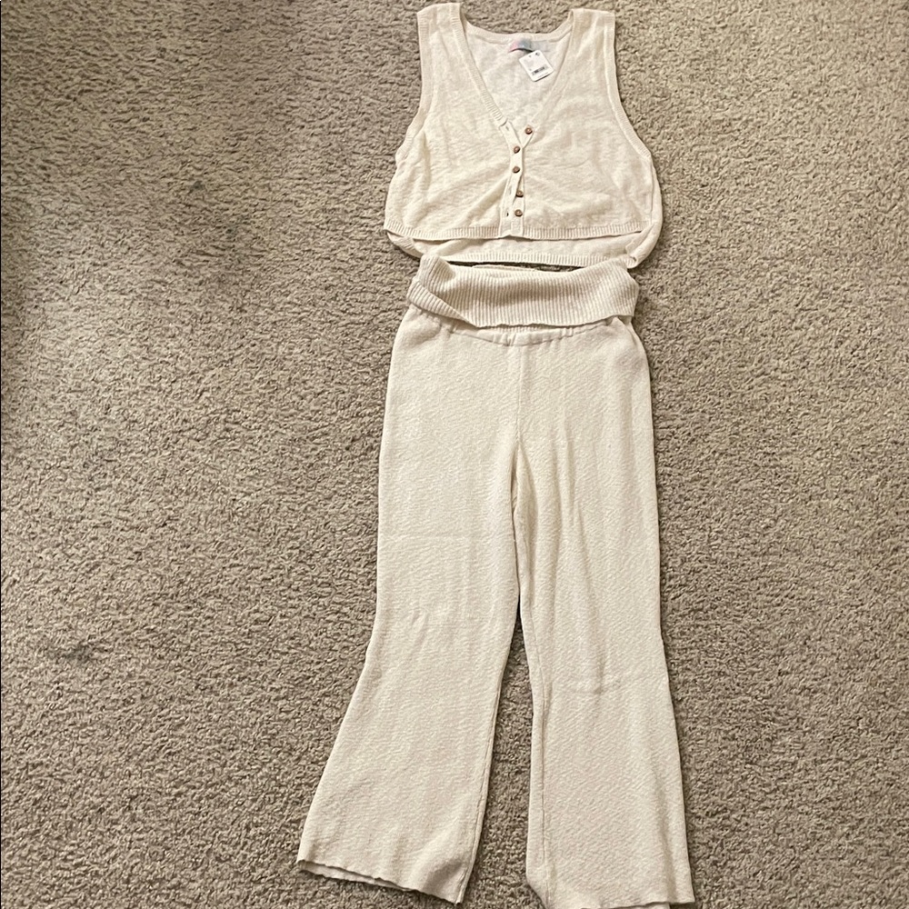 Free People Cream Women's Flare Jumpsuit
